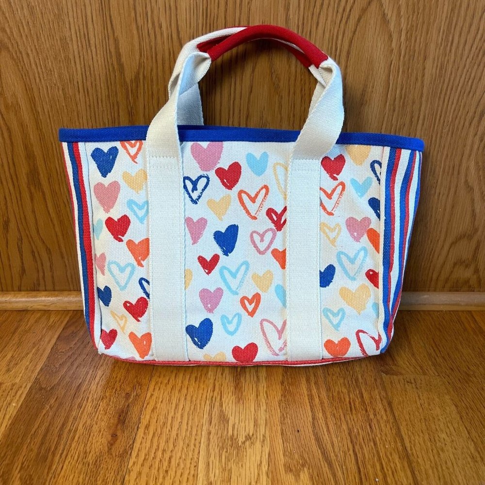Brighton Red White And‎ You Mini Tote Crossbody Hearts Canvas Fabric Love - Picture 2 of 8